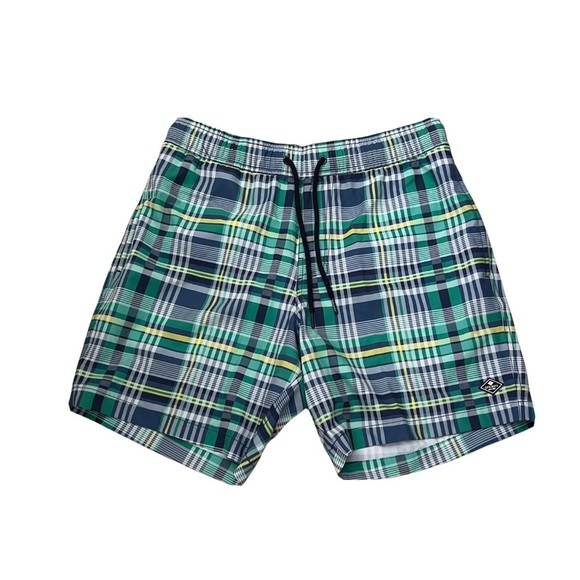 Sperry Mens Sz M Blue Green Plaid Bathing Suit Mesh Lined Summer Swim Trunks - Picture 1 of 7